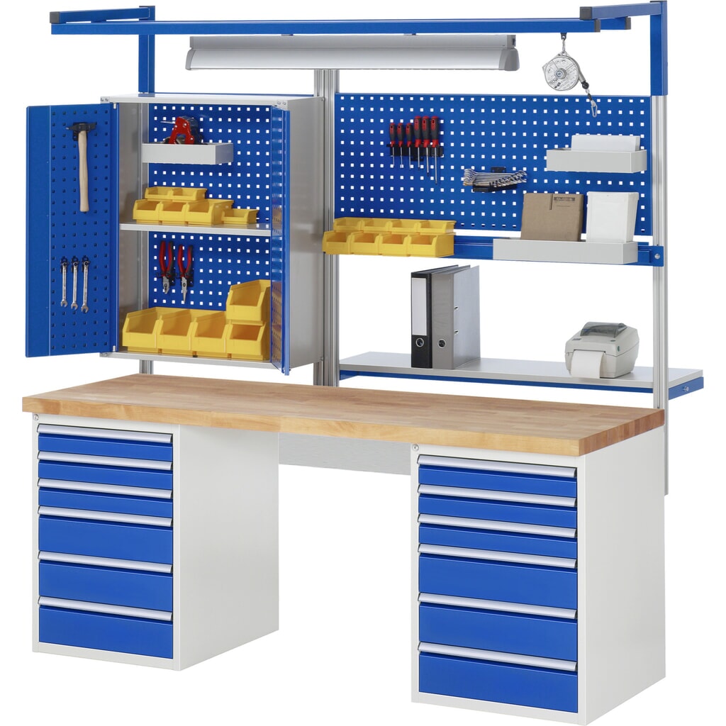 Productafbeelding nr. 8: Werkbank RAU serie 7000, 2 kasten, hxbxd 890 x 2.000 x 900 mm, 12 x voor 100% uittrekbare lades 3 x 60 mm, 3 x 90 mm, 1 x 120 mm, 1 x 150 mm, 4 x 180 mm