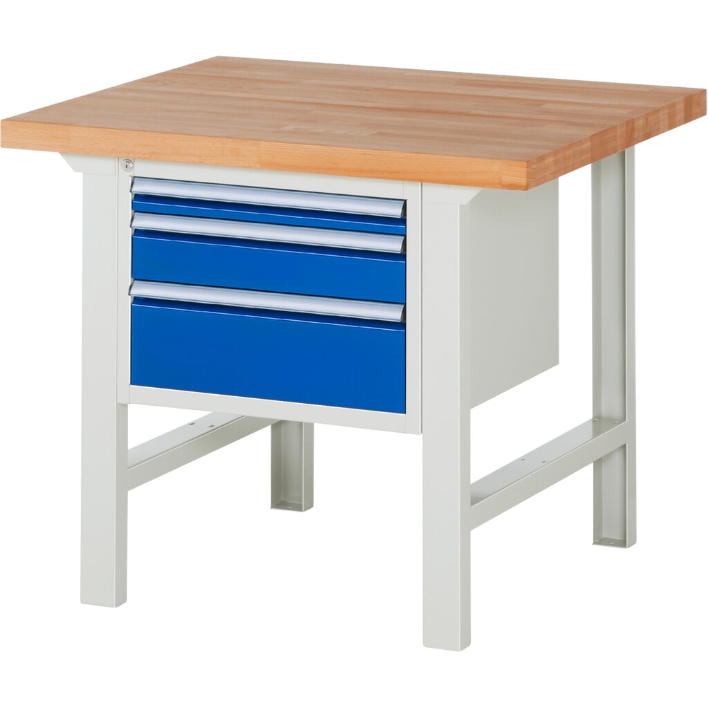Werkbank RAU serie 7000, 1 kast, hxbxd 840 x 1.000 x 900 mm, 3 x voor 90% uittrekbare lades 1 x 60, 1 x 120, 1 x 180 mm, draagvermogen lade 100 kg Productafbeelding nr. 1: Werkbank RAU serie 7000, 1 kast, hxbxd 840 x 1.000 x 900 mm, 3 x voor 90% uittrekbare lades 1 x 60, 1 x 120, 1 x 180 mm, draagvermogen lade 100 kg