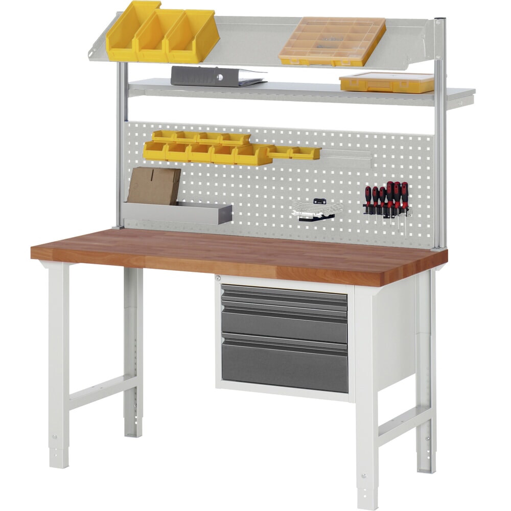Productafbeelding nr. 5: Zware werkbank RAU serie 7000, massief beuken werkblad, hxbxd 790 - 1.140 x 1.500 x 700 mm