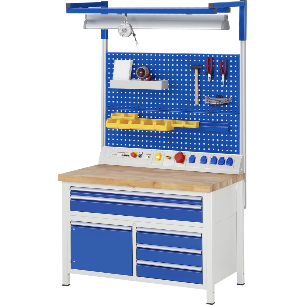 Productafbeelding nr. 5: Werkbank RAU serie 8000, 1 driedubbele kast, hxbxd 840 x 1.250 x 900 mm, 7 x voor 90% uittrekbare lades 4 x 90, 3 x 180 mm