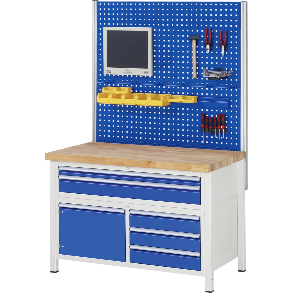 Productafbeelding nr. 6: Werkbank RAU serie 8000, 1 driedubbele kast, hxbxd 840 x 1.250 x 900 mm, 7 x voor 90% uittrekbare lades 4 x 90, 3 x 180 mm