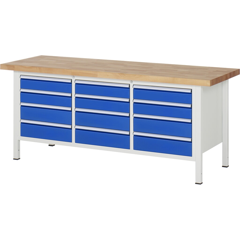 Werkbank RAU serie 8000, 1 driedubbele kast, hxbxd 840 x 2.000 x 700 mm, 12 x voor 90% uittrekbare lades 6 x 120, 6 x 150 mm Product afbeelding: Werkbank RAU serie 8000, 1 driedubbele kast, hxbxd 840 x 2.000 x 700 mm, 12 x voor 90% uittrekbare lades 6 x 120, 6 x 150 mm