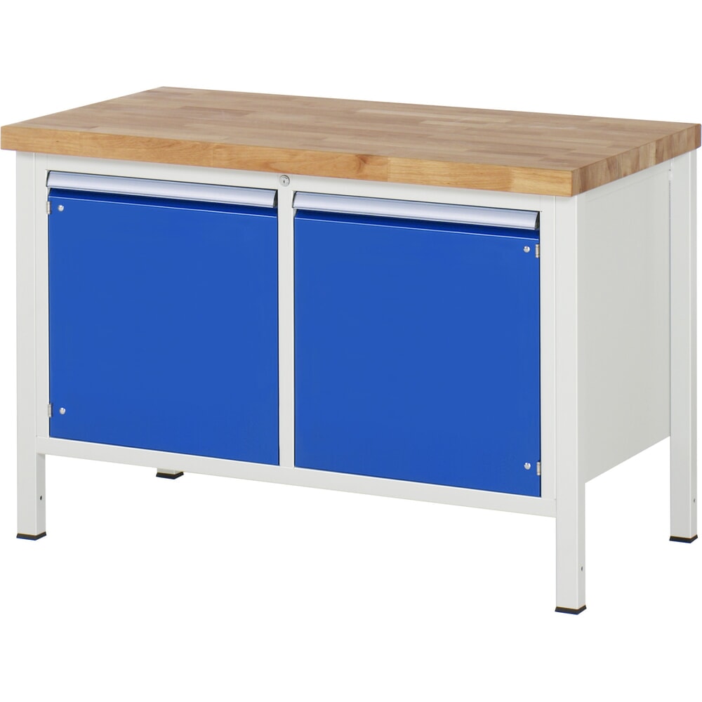 Productafbeelding nr. 1: Werkbank RAU serie 8000, 1 dubbele kast, 2 draaideuren, hxbxd 840-1.040 x 1.250 x 700 mm