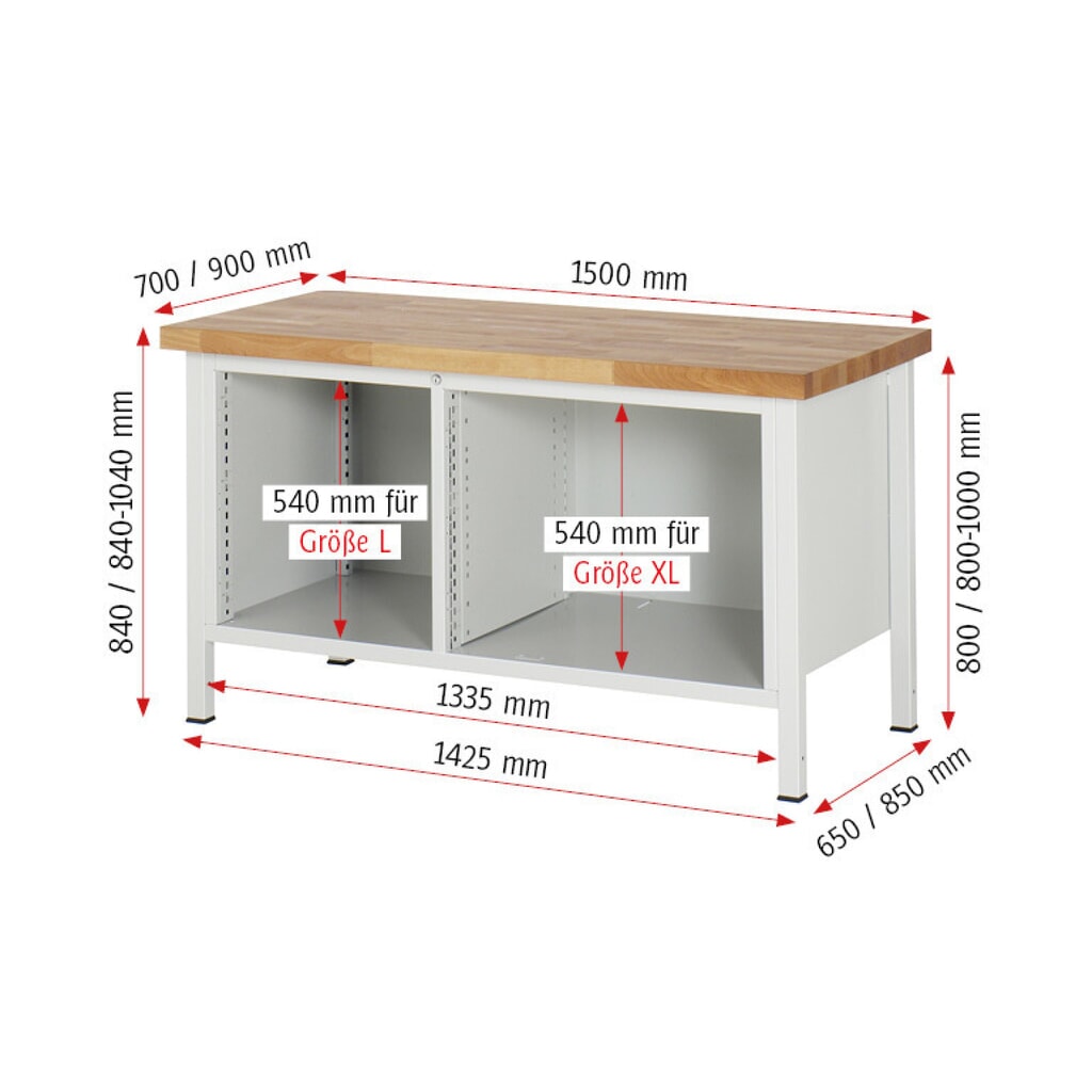Werkbank RAU serie 8000, 1 dubbele kast, hxbxd 840-1.040 x 1.500 x 900 mm, 9 x voor 100% uittrekbare lades, 2 x 60, 3 x 120, 4 x 150 mm, draagvermogen lade 75 / 100 kg Productafbeelding nr. 8: Werkbank RAU serie 8000, 1 dubbele kast, hxbxd 840-1.040 x 1.500 x 900 mm, 9 x voor 100% uittrekbare lades, 2 x 60, 3 x 120, 4 x 150 mm, draagvermogen lade 75 / 100 kg