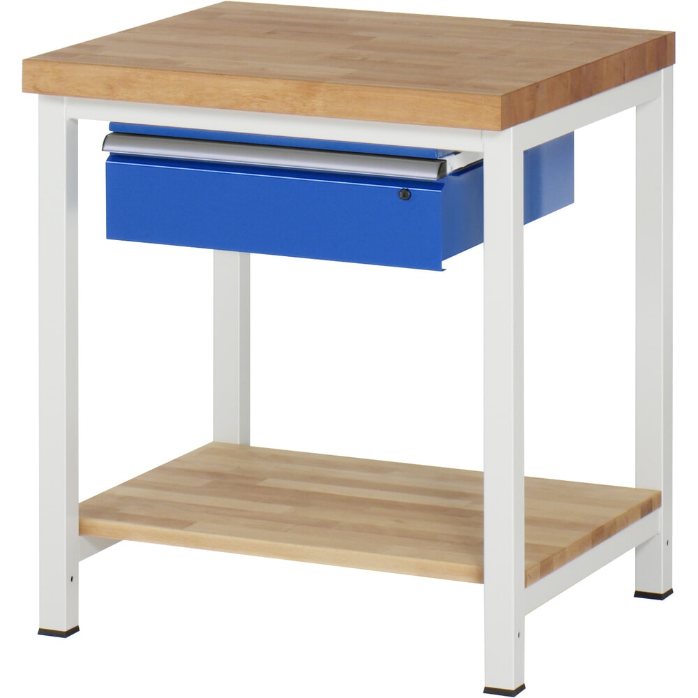 Productafbeelding nr. 1: RAU werkbank serie 8000, h x b x d 840-1.040 x 750 x 700 mm, 1 lade rechts, legbord onderaan