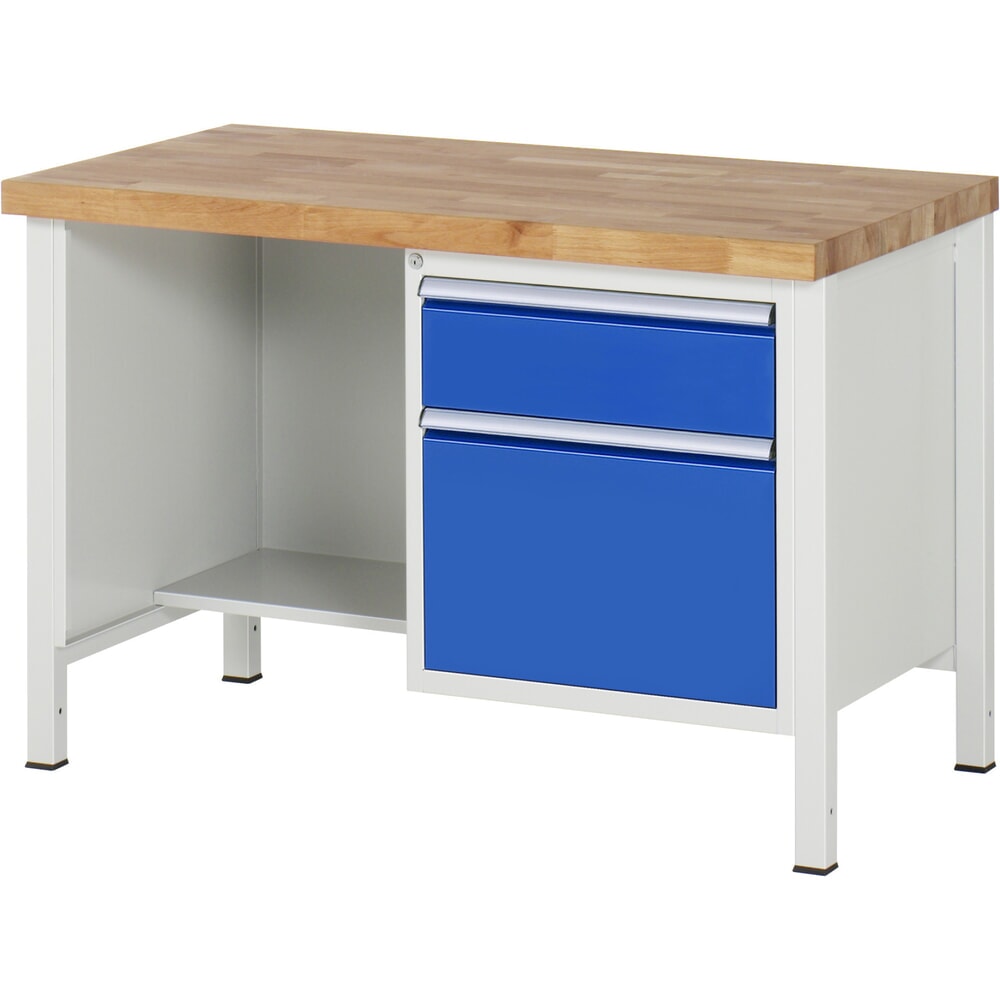 Productafbeelding nr. 1: Werkbank RAU serie 8000, 1 legbord, hxbxd 840-1.040 x 1.250 x 700 mm, 2 x voor 90% uittrekbare lades