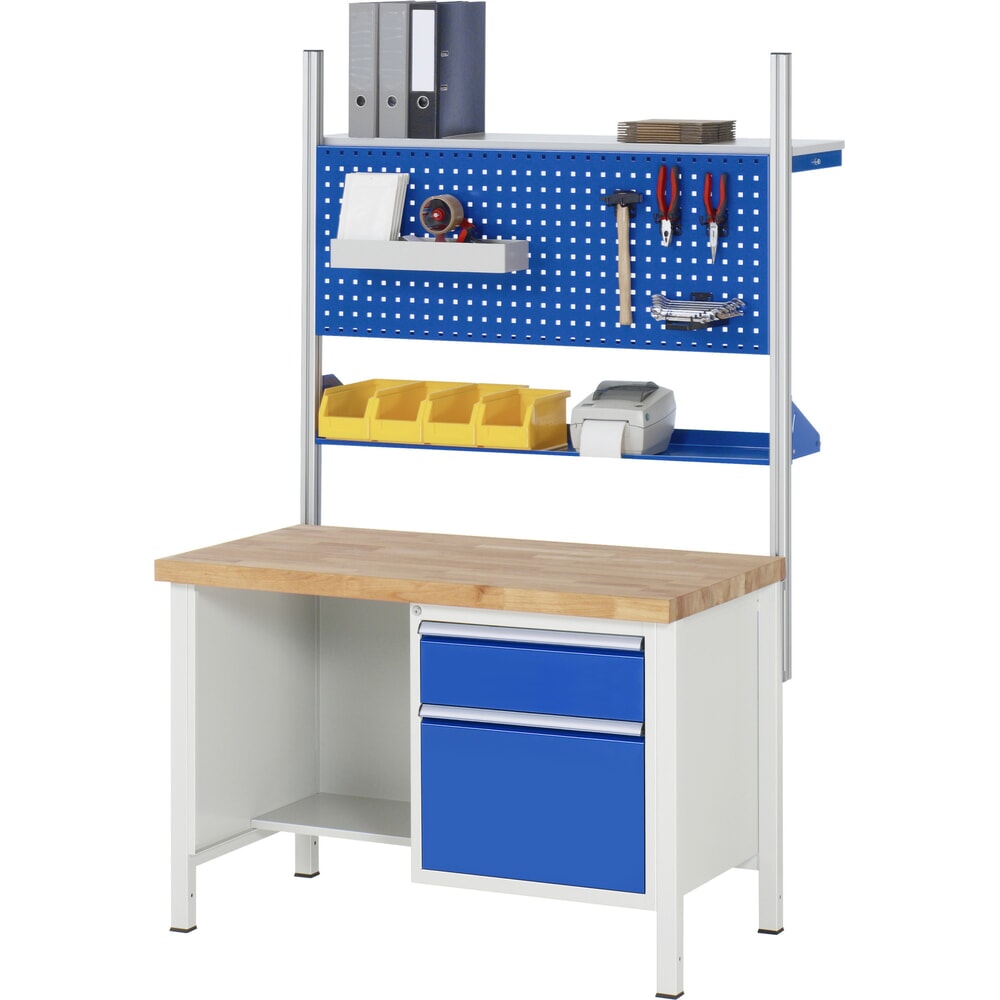 Productafbeelding nr. 7: Werkbank RAU serie 8000, 1 legbord, hxbxd 840-1.040 x 1.250 x 700 mm, 2 x voor 90% uittrekbare lades