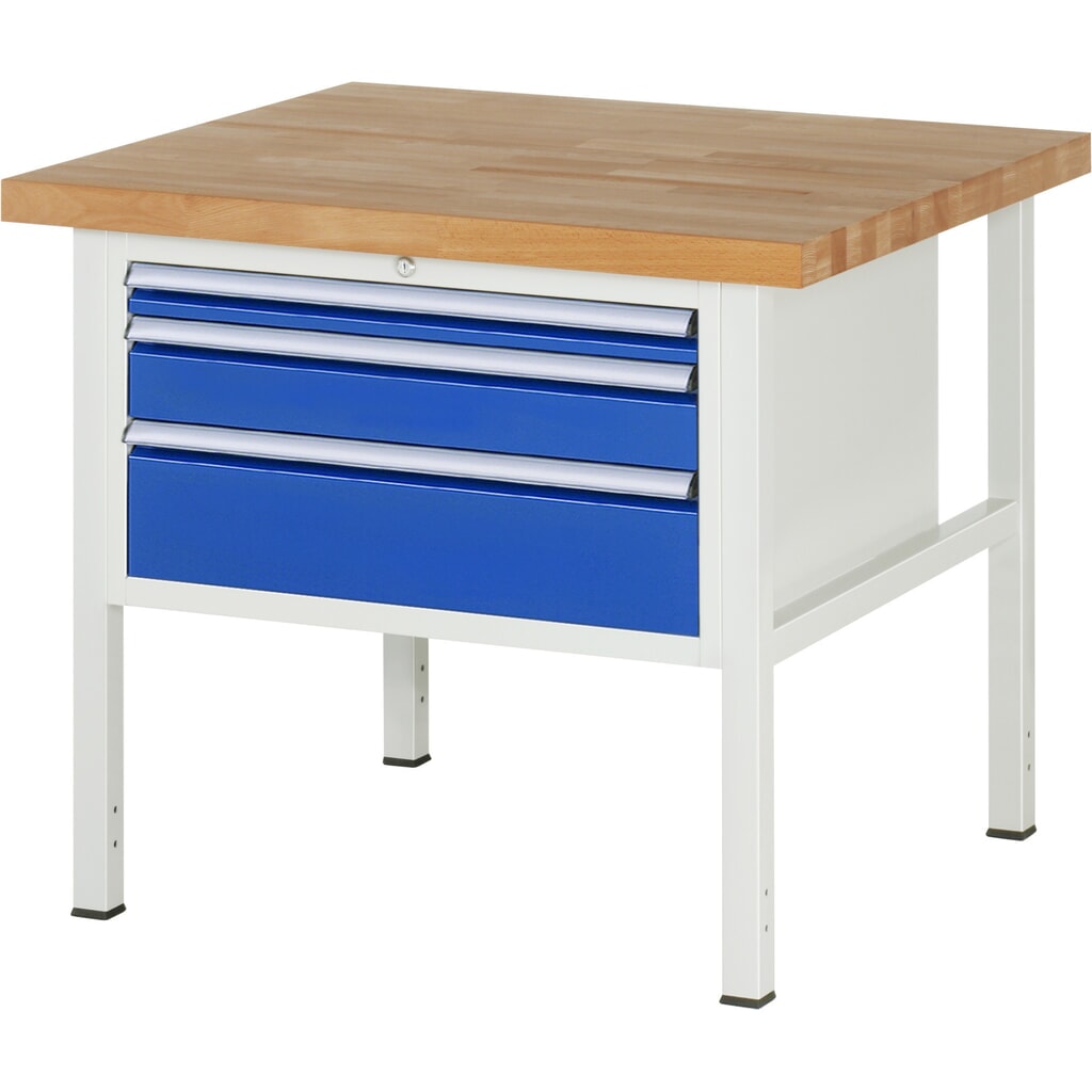 Product afbeelding: Werkbank RAU serie 8000, hxbxd 840 x 1.000 x 900 mm, 3 x voor 90% uittrekbare lades, 1 x 60, 1 x 120, 1 x 180 mm, draagvermogen lade 75 kg
