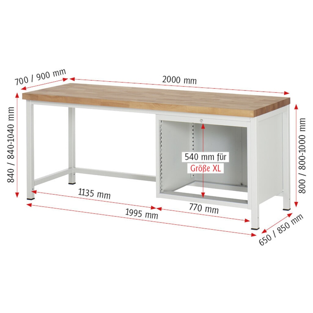 Werkbank RAU serie 8000, hxbxd 840-1.040 x 2.000 x 700 mm, 3 x voor 90% uittrekbare lades, 3 x 180 mm, draagvermogen lade 75 kg Productafbeelding nr. 7: Werkbank RAU serie 8000, hxbxd 840-1.040 x 2.000 x 700 mm, 3 x voor 90% uittrekbare lades, 3 x 180 mm, draagvermogen lade 75 kg