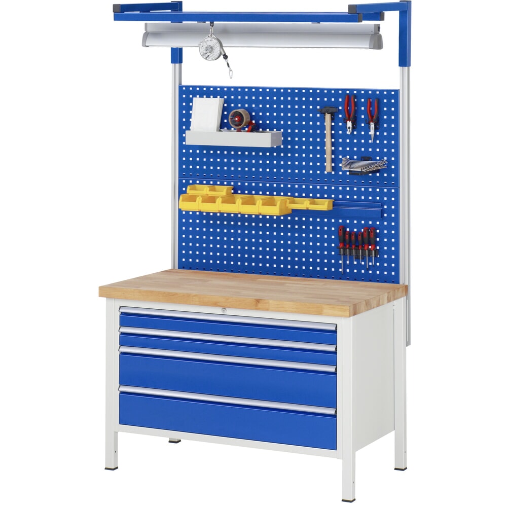 Productafbeelding nr. 8: Werkbank RAU serie 8000, hxbxd 840-1.040 x 1.250 x 700 mm, 3 x voor 100% uittrekbare lades, 1 x 120, 1 x 180, 1 x 240 mm, draagvermogen lade 50 kg