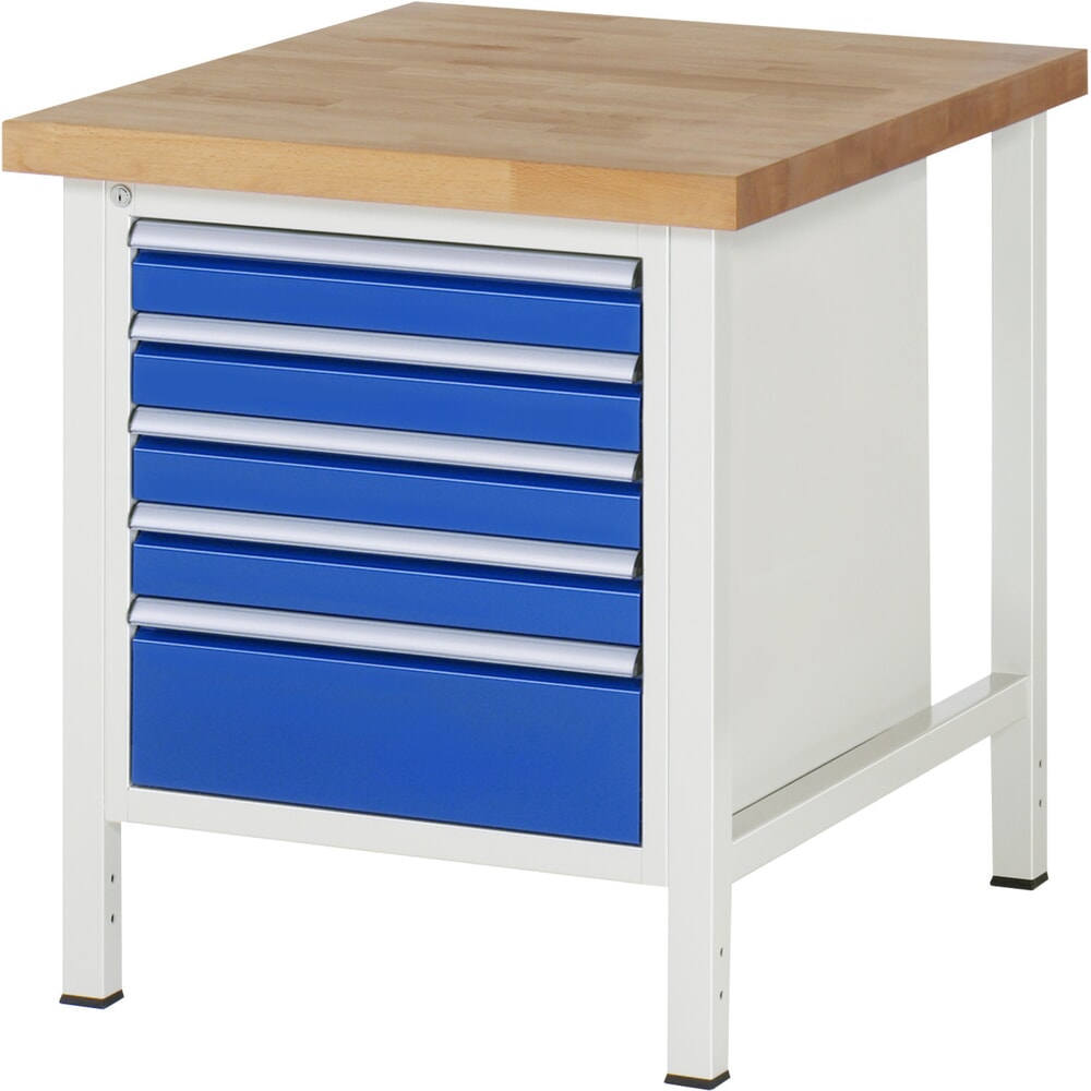 Productafbeelding nr. 1: Werkbank RAU serie 8000, hxbxd 840 x 750 x 900 mm, 5 x voor 90% uittrekbare lades, 4 x 90, 1 x 180 mm, draagvermogen lade 100 kg