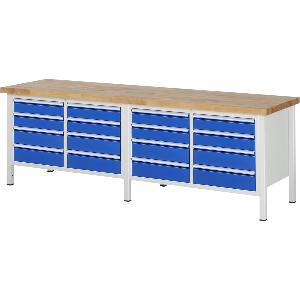 Productafbeelding nr. 1: Werkbank RAU serie 8000, 2 dubbele kasten, hxbxd 840 x 2.500 x 700 mm, 16 lades