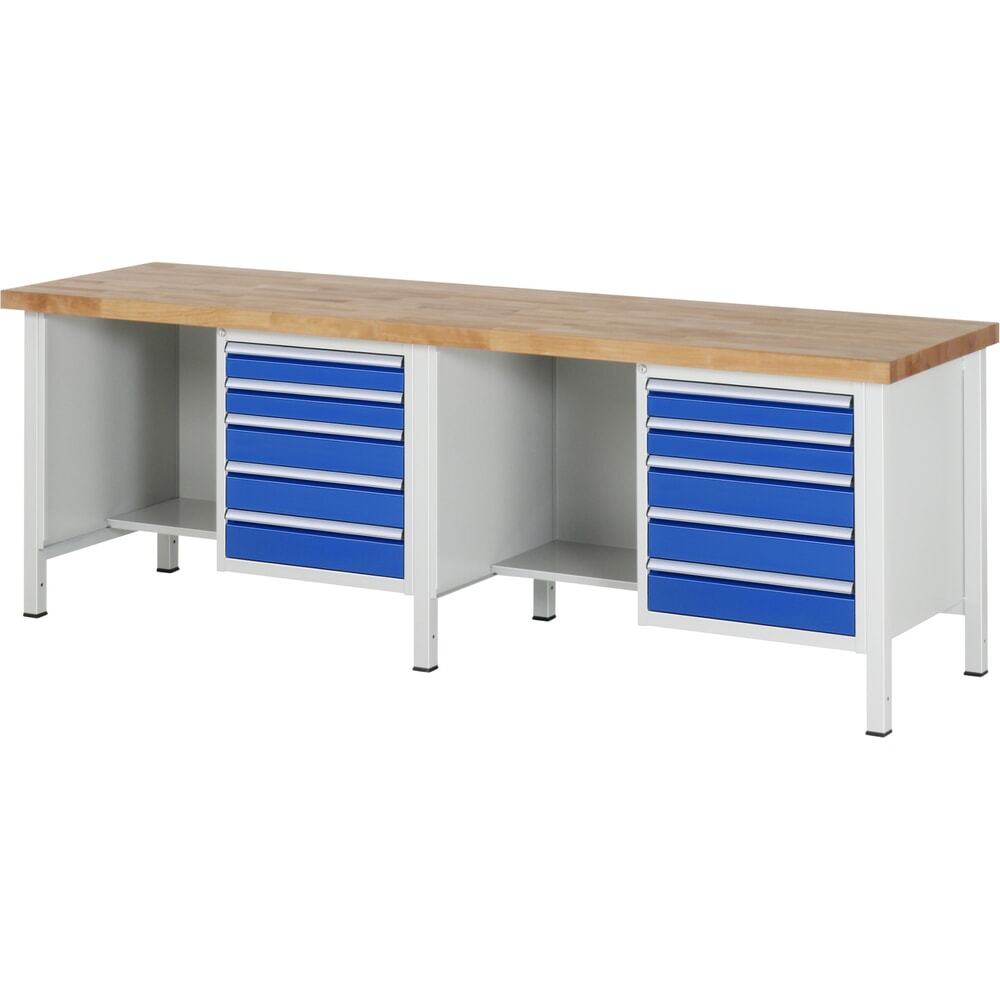 Productafbeelding nr. 1: Werkbank RAU serie 8000, 2 kasten, hxbxd 840 x 2.500 x 700 mm, 10 x voor 90% uittrekbare lades