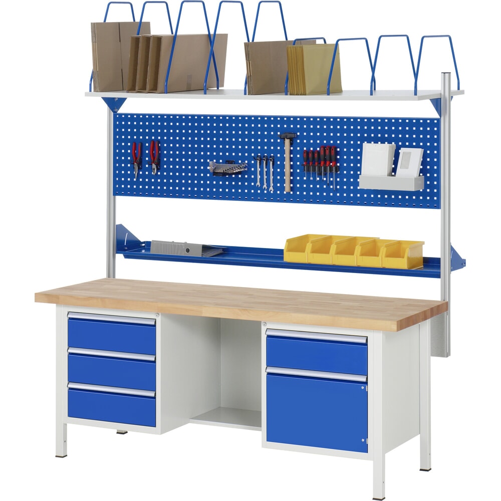Productafbeelding nr. 8: Werkbank RAU serie 8000, 2 kasten, 1 draaideur, hxbxd 840-1.040 x 2.000 x 700 mm, 4 x voor 90% uittrekbare lades