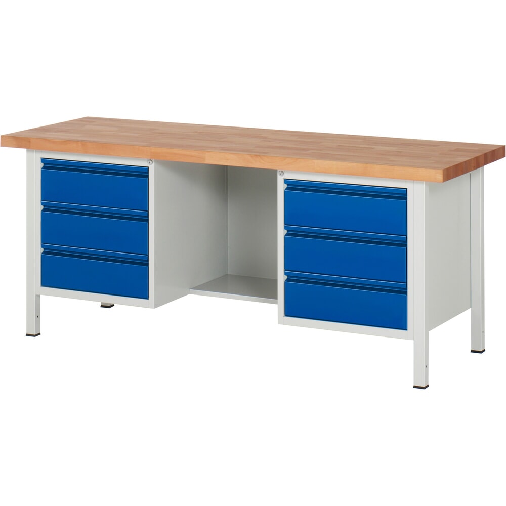 Productafbeelding nr. 1: Werkbank RAU serie 8000, 2 kasten, hxbxd 840-1.040 x 2.000 x 700 mm, 6 lades