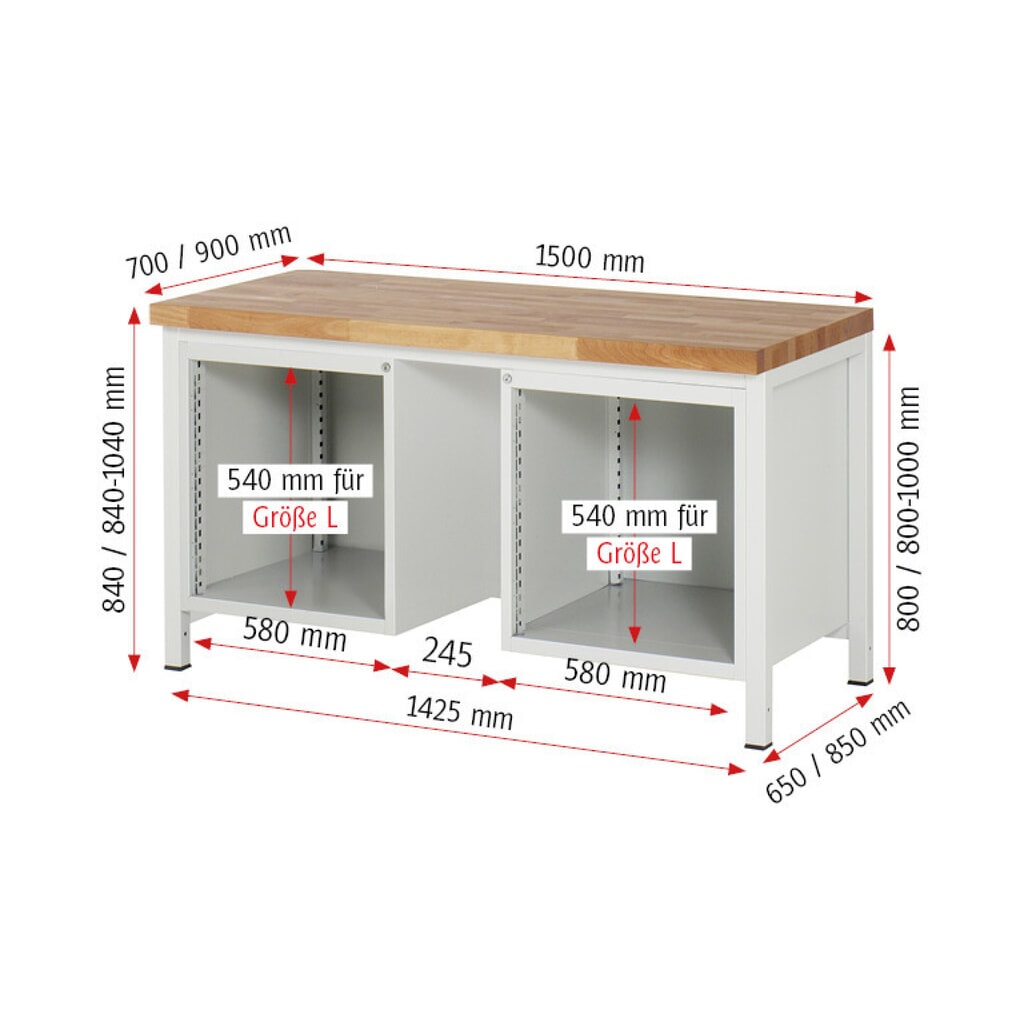 Werkbank RAU serie 8000, 2 kasten, hxbxd 840 x 1.500 x 700 mm, 8 x voor 90% uittrekbare lades 4 x 120, 4 x 150 mm Productafbeelding nr. 5: Werkbank RAU serie 8000, 2 kasten, hxbxd 840 x 1.500 x 700 mm, 8 x voor 90% uittrekbare lades 4 x 120, 4 x 150 mm