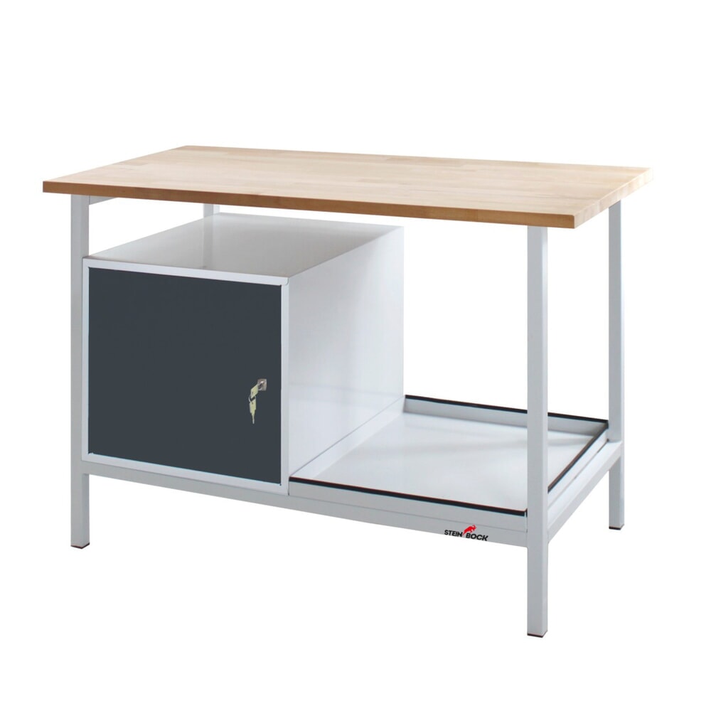 Product afbeelding: Werkbank Steinbock® Cube, 1 deur, draagvermogen 300 kg, hxbxd 825 x 1.200 x 600 mm, RAL 7035 / 7016