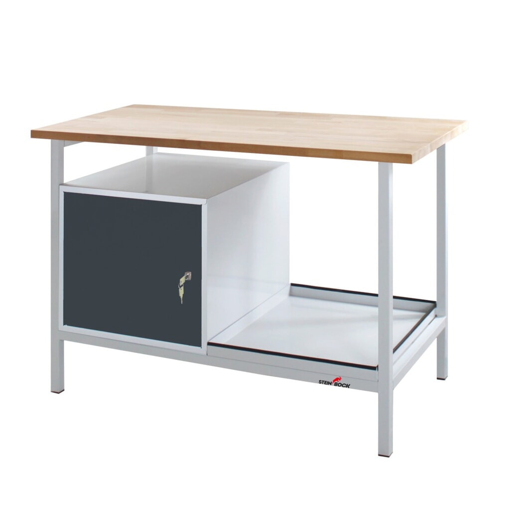 Product afbeelding: Werkbank Steinbock® Cube, 1 deur, draagvermogen 300 kg, hxbxd 825 x 1.200 x 600 mm, RAL 7035 / 7016