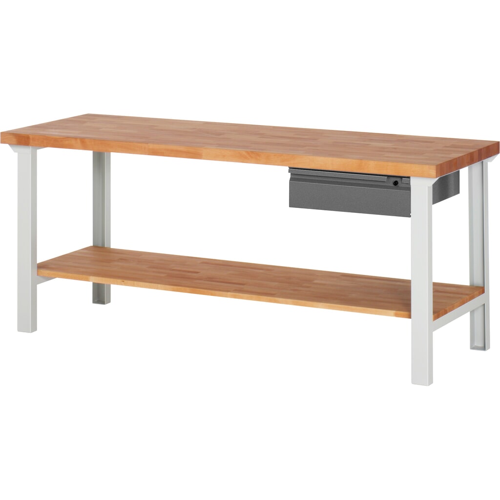 Werkbank Steinbock®, met lade en legbord, hxbxd 840 x 2.000 x 700 mm, RAL 7035 / 7016 Product afbeelding: Werkbank Steinbock®, met lade en legbord, hxbxd 840 x 2.000 x 700 mm, RAL 7035 / 7016