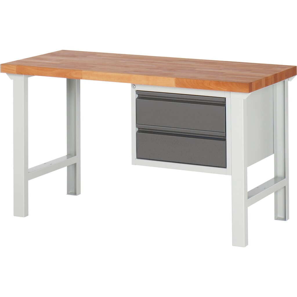 Werkbank Steinbock®, met 2 lades, hxbxd 840 x 1.500 x 700 mm, RAL 7035 / 7016 Product afbeelding: Werkbank Steinbock®, met 2 lades, hxbxd 840 x 1.500 x 700 mm, RAL 7035 / 7016