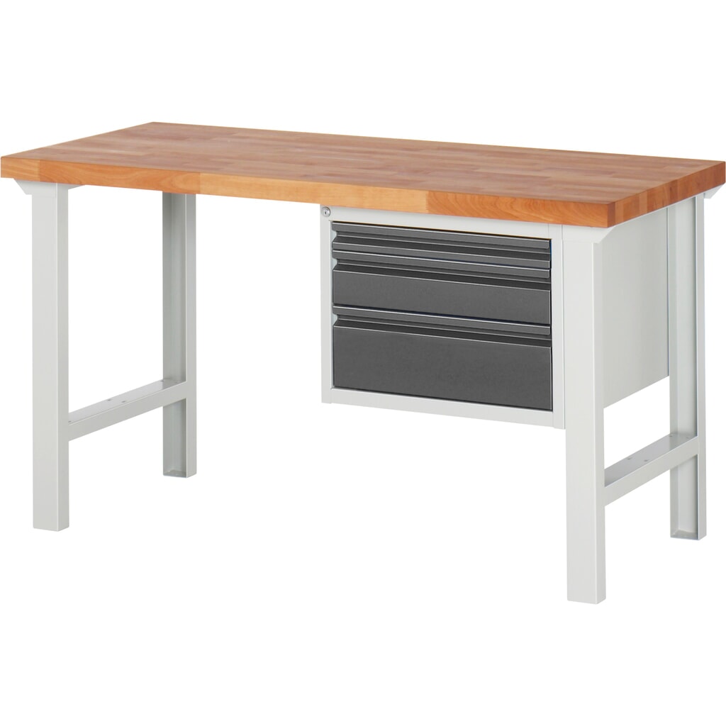 Werkbank Steinbock®, met 3 lades, hxbxd 840 x 1.500 x 700 mm, RAL 7035 / 7016 Product afbeelding: Werkbank Steinbock®, met 3 lades, hxbxd 840 x 1.500 x 700 mm, RAL 7035 / 7016