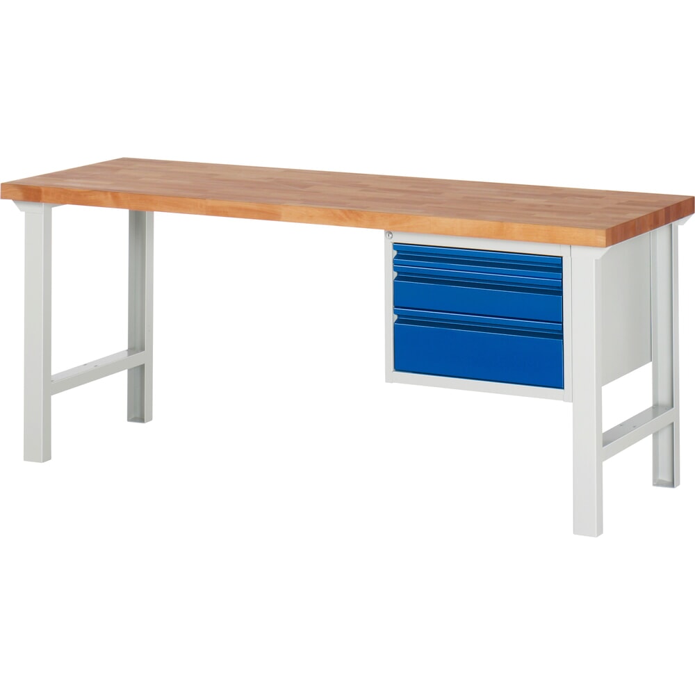 Product afbeelding: Werkbank Steinbock®, met 3 lades, hxbxd 840 x 2.000 x 700 mm, RAL 7035 / 5010
