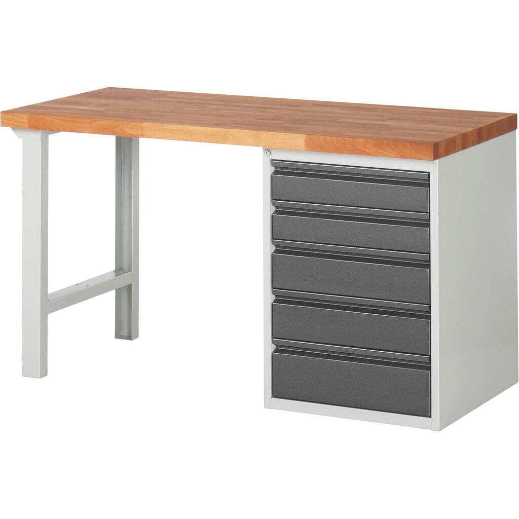 Werkbank Steinbock®, met 5 lades, hxbxd 840 x 1.500 x 700 mm, RAL 7035 / 7016 Product afbeelding: Werkbank Steinbock®, met 5 lades, hxbxd 840 x 1.500 x 700 mm, RAL 7035 / 7016