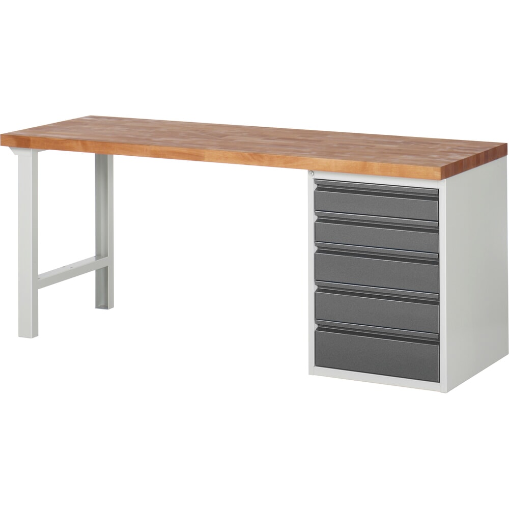 Product afbeelding: Werkbank Steinbock®, met 5 lades, hxbxd 840 x 2.000 x 700 mm, RAL 7035 / 7016