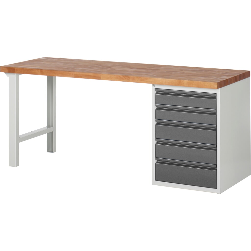 Product afbeelding: Werkbank Steinbock®, met 5 lades, hxbxd 840 x 2.000 x 700 mm, RAL 7035 / 7016