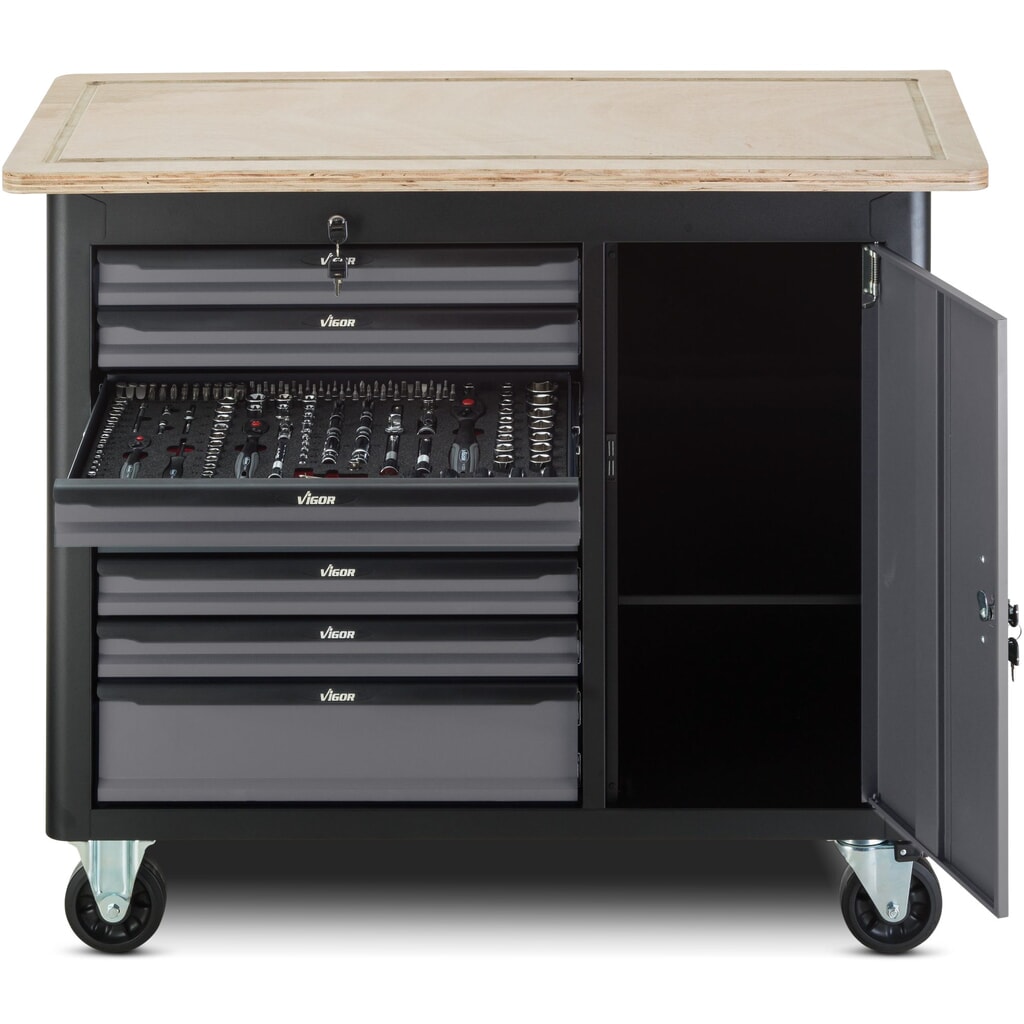 Werkbank VIGOR® 1000, leeg, 8 lades + 1 kast Productafbeelding nr. 2: Werkbank VIGOR® 1000, leeg, 8 lades + 1 kast