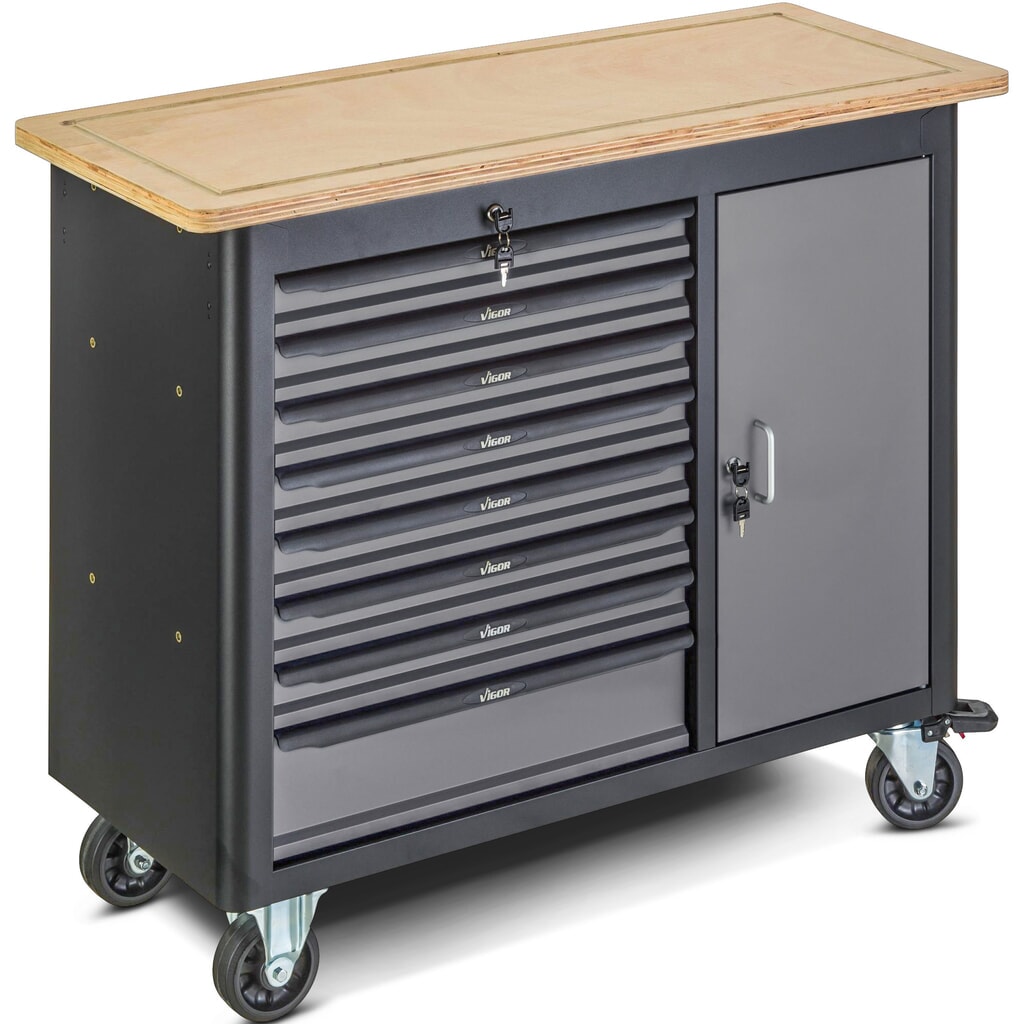 Werkbank VIGOR® 1000, leeg, 8 lades + 1 kast Productafbeelding nr. 1: Werkbank VIGOR® 1000, leeg, 8 lades + 1 kast