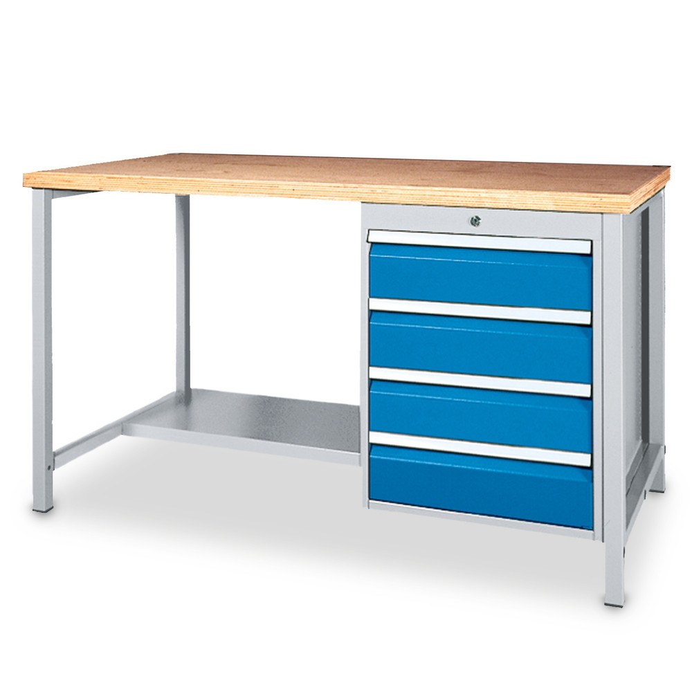 Productafbeelding nr. 1: Werkbanktafel met plank + ladeblok, draagvermogen 1.000 kg, h x b x d 859 x 1.500 x 750 mm
