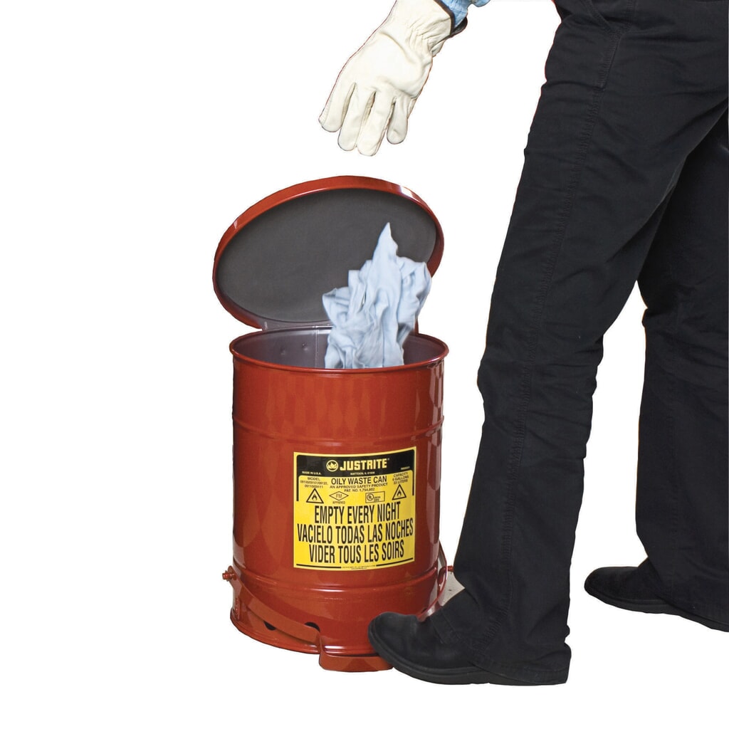 Justrite werkbankverzamelbak SoundGuard™, voetpedaal, rood, 20 liter Productafbeelding nr. 2: Justrite werkbankverzamelbak SoundGuard™, voetpedaal, rood, 20 liter