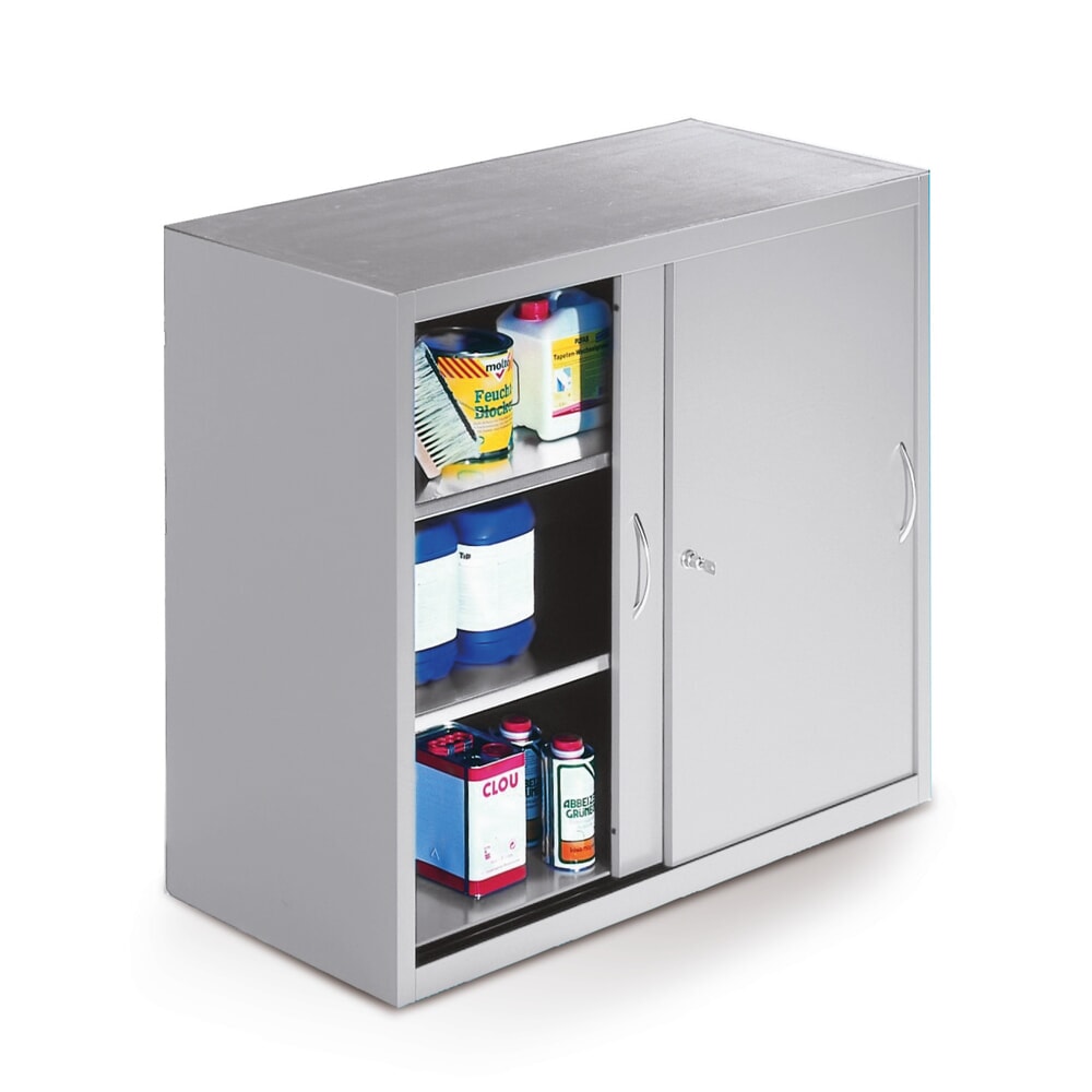 Productafbeelding nr. 2: Werkplaatsbijzetkast C+P met 2 legborden, hxbxd 1.000 x 1.600 x 400 mm, scheidingswand, lichtgrijs, gentiaanblauw