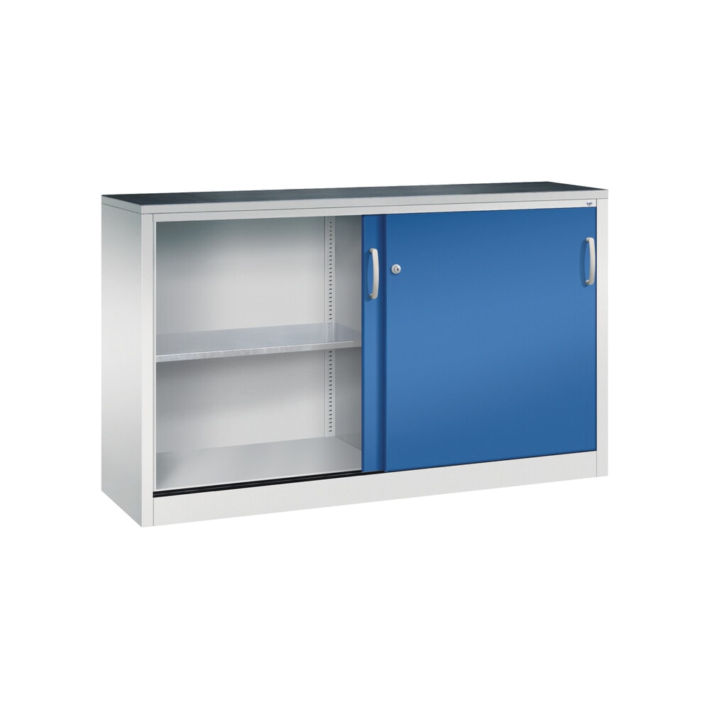 Productafbeelding nr. 4: Werkplaatsbijzetkast C+P met 2 legborden, hxbxd 1.000 x 1.600 x 400 mm, scheidingswand, lichtgrijs, gentiaanblauw