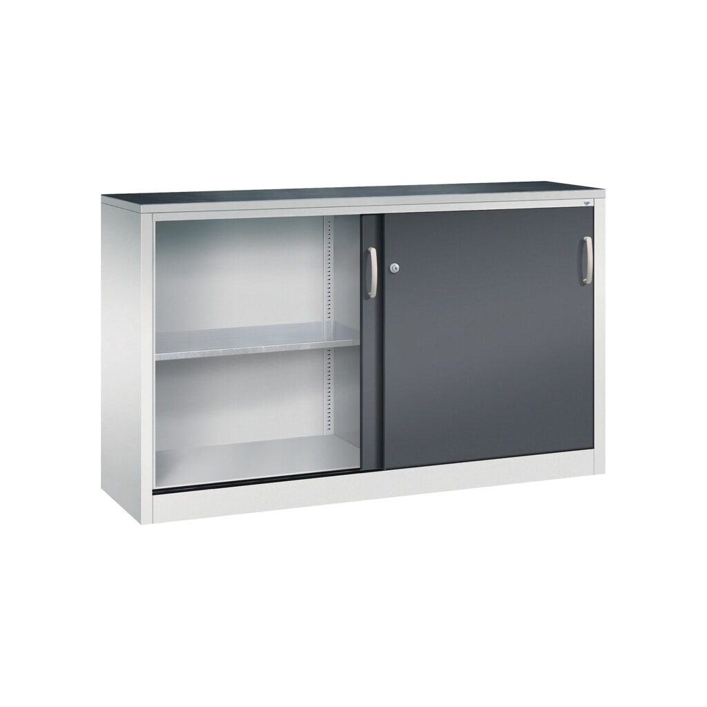 Werkplaatsbijzetkast C+P met 2 legborden, hxbxd 1.000 x 1.600 x 400 mm, scheidingswand, lichtgrijs, zwartgrijs Productafbeelding nr. 4: Werkplaatsbijzetkast C+P met 2 legborden, hxbxd 1.000 x 1.600 x 400 mm, scheidingswand, lichtgrijs, zwartgrijs