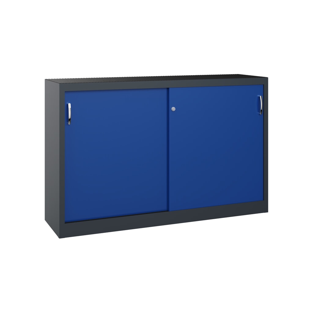 Werkplaatsbijzetkast C+P met 2 legborden, hxbxd 1.000 x 1.600 x 400 mm, scheidingswand, antracietgrijs, gentiaanblauw Product afbeelding: Werkplaatsbijzetkast C+P met 2 legborden, hxbxd 1.000 x 1.600 x 400 mm, scheidingswand, antracietgrijs, gentiaanblauw