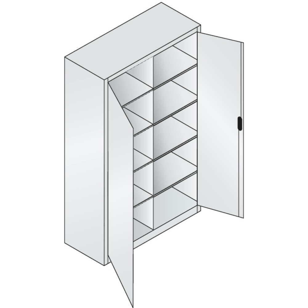 Productafbeelding nr. 3: Werkplaatsdraaideurkast C+P met centrale wand + 8 legborden, hxbxd 1.950 x 1.200 x 500 mm, lichtgrijs, lichtblauw