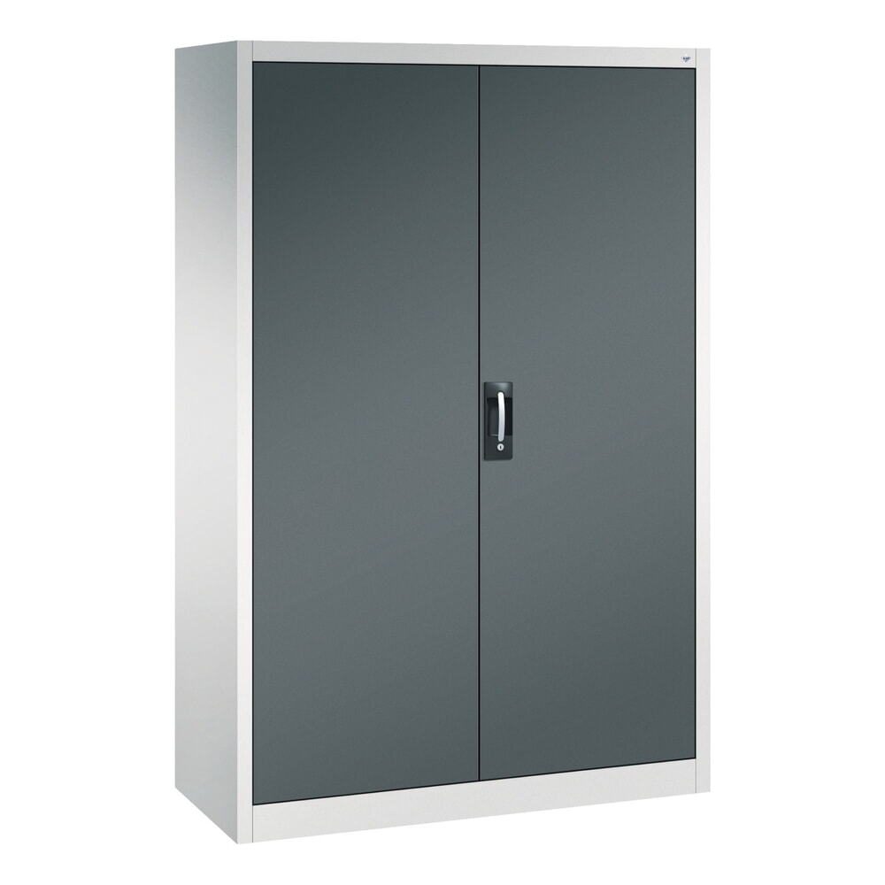 Product afbeelding: Werkplaatsdraaideurkast C+P met centrale wand + 8 legborden, hxbxd 1.950 x 1.200 x 500 mm, lichtgrijs, antracietgrijs