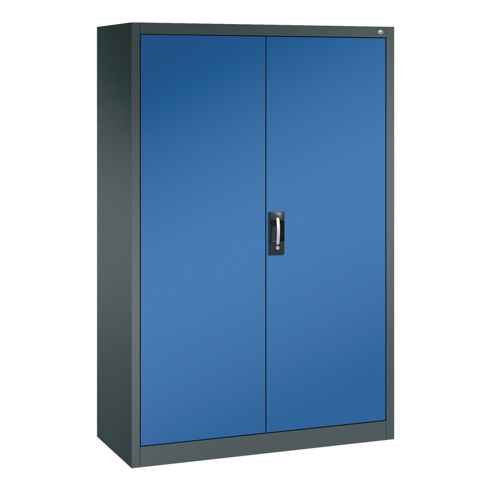Product afbeelding: Werkplaatsdraaideurkast C+P met centrale wand + 8 legborden, hxbxd 1.950 x 1.200 x 500 mm, antracietgrijs, gentiaanblauw