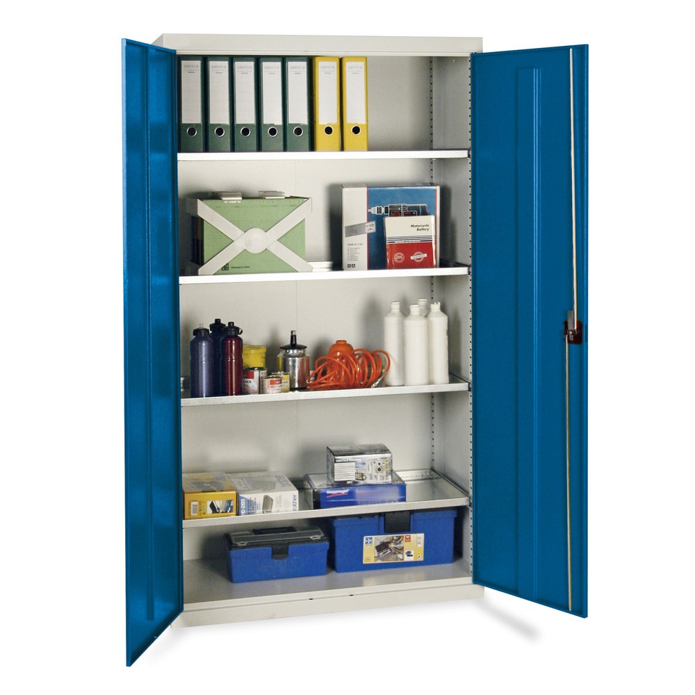 Product afbeelding: Werkplaatsdraaideurkast stumpf® met 4 bakken, hxbxd 1.800 x 1.000 x 500 mm, lichtgrijs