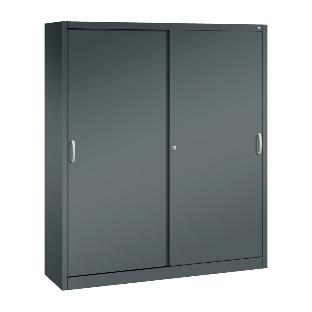 Product afbeelding: Werkplaatsschuifdeurkast C+P met 8 legborden, hxbxd 1.950 x 1.600 x 400 mm, scheidingswand, antracietgrijs, antracietgrijs