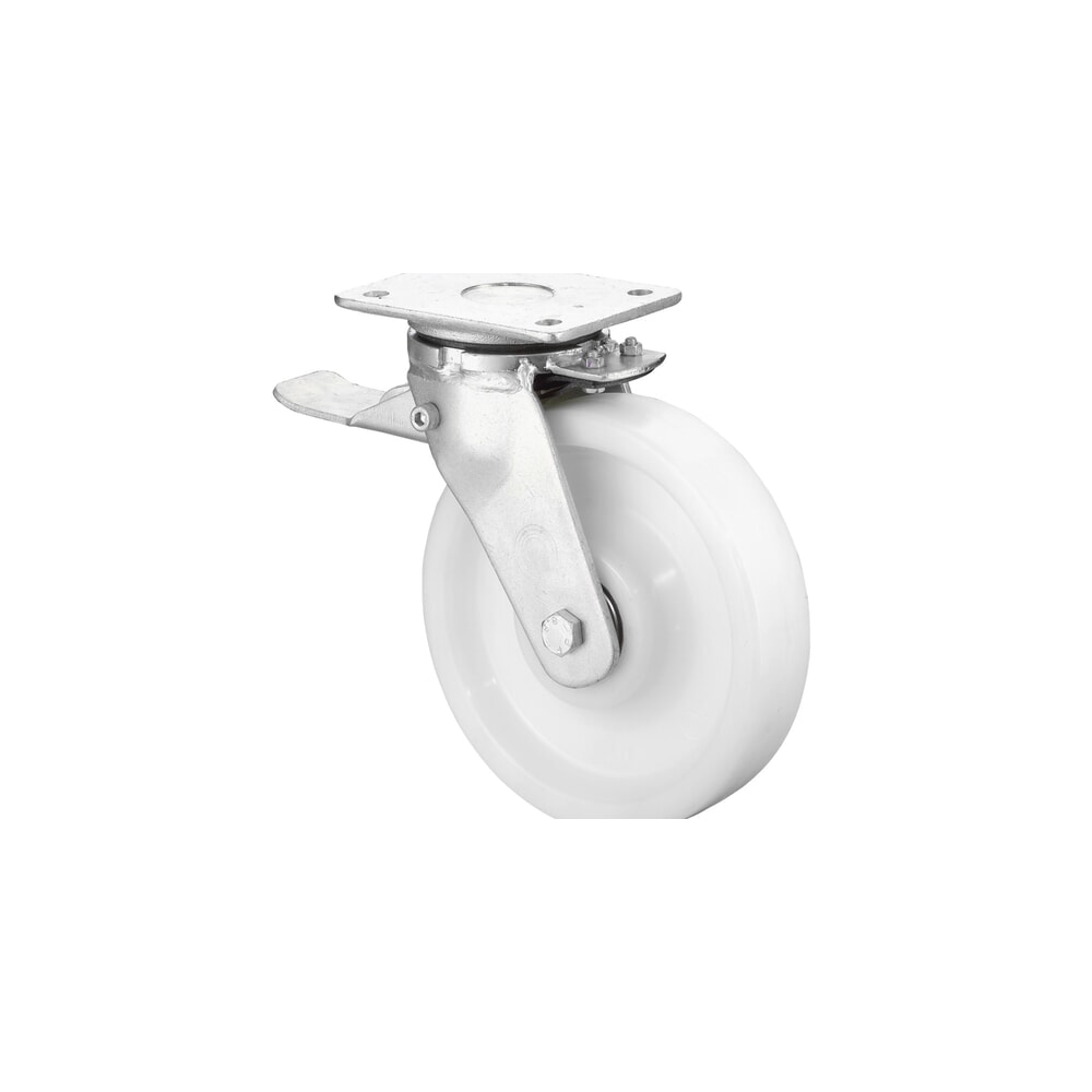 Product afbeelding: Wiel voor zware lasten kunststof, zwenkwiel met parkeerrem/volledige vastzetrem, kogellager, plaat, Ø x breedte 100 x 37 mm, draagvermogen 400 kg