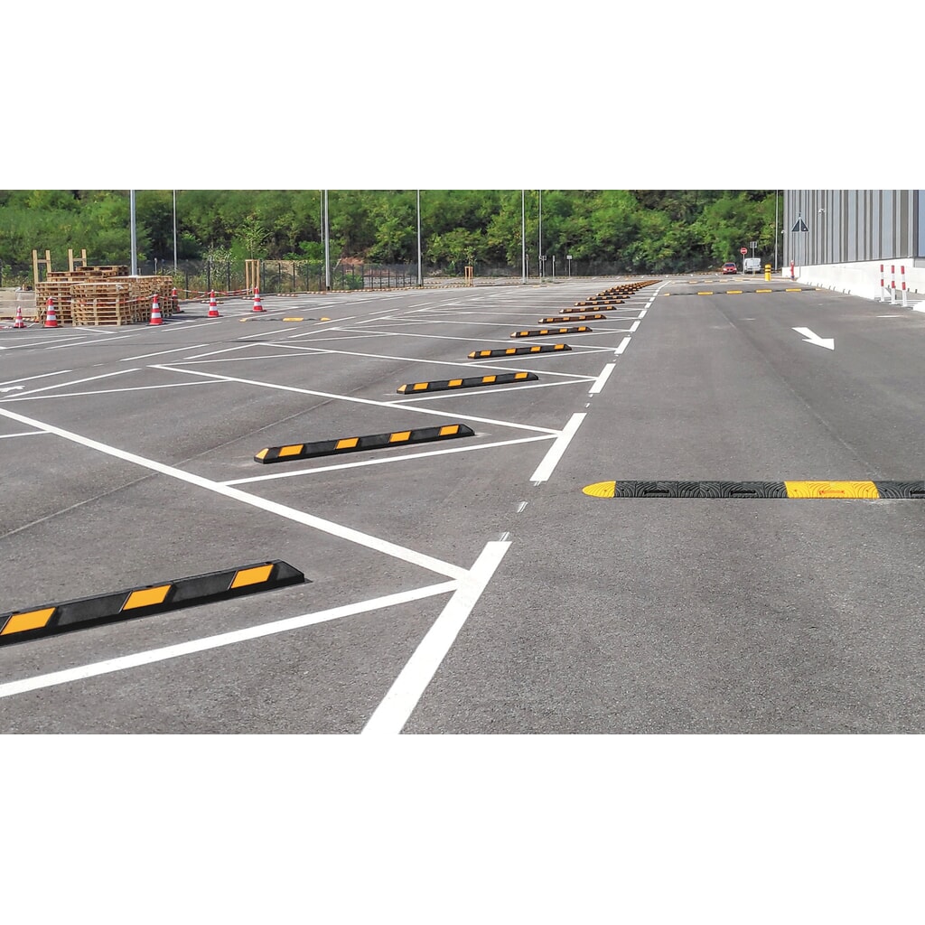 MORAVIA wielstop Park-AID®, zwart met gele reflecterende strepen, breedte 900 mm Productafbeelding nr. 5: MORAVIA wielstop Park-AID®, zwart met gele reflecterende strepen, breedte 900 mm