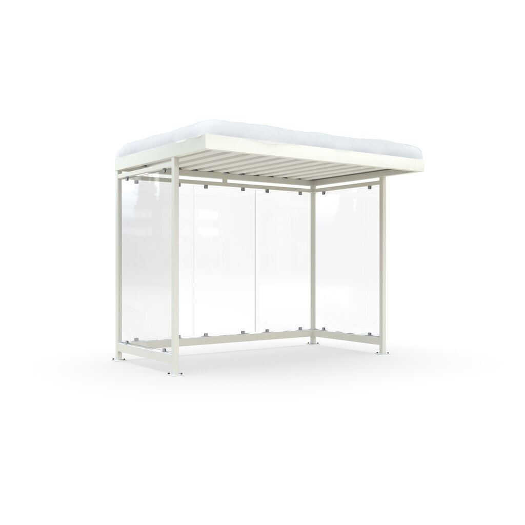Product afbeelding: Rookoverkapping wsm® KÖLN ALPINE, volledig gemonteerd, sneeuwlast max. 4,15 kN/m², 5 elementen, zonder bestrating, grijswit