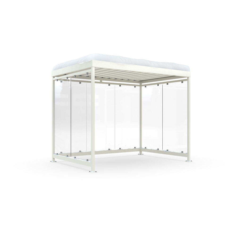 Product afbeelding: Rookoverkapping wsm® KÖLN ALPINE, volledig gemonteerd, sneeuwlast max. 4,15 kN/m², 7 elementen, zonder bestrating, grijswit