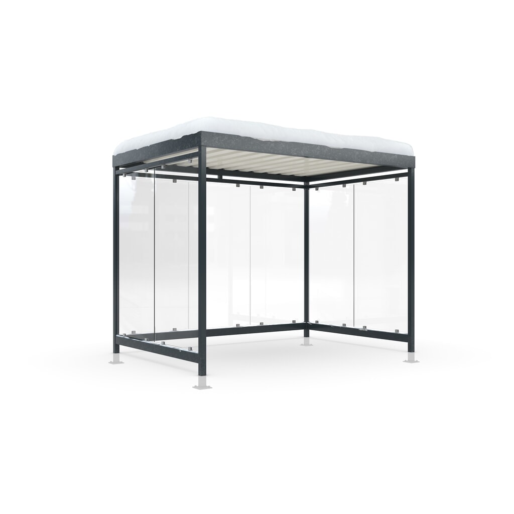Product afbeelding: Rookoverkapping wsm® KÖLN ALPINE, volledig gemonteerd, sneeuwlast max. 4,15 kN/m², 7 elementen, met bestrating, antracietgrijs