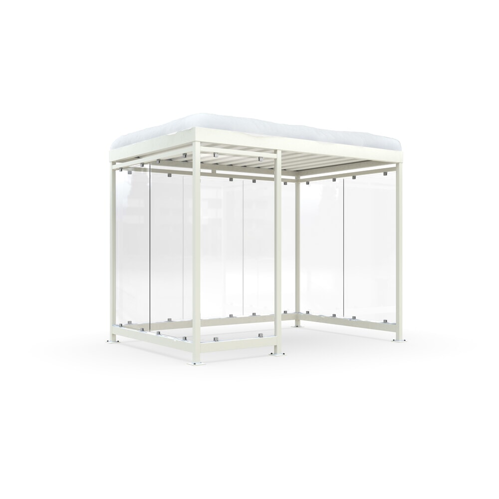 Product afbeelding: Rookoverkapping wsm® KÖLN ALPINE, volledig gemonteerd, sneeuwlast max. 4,15 kN/m², 8 elementen, zonder bestrating, grijswit