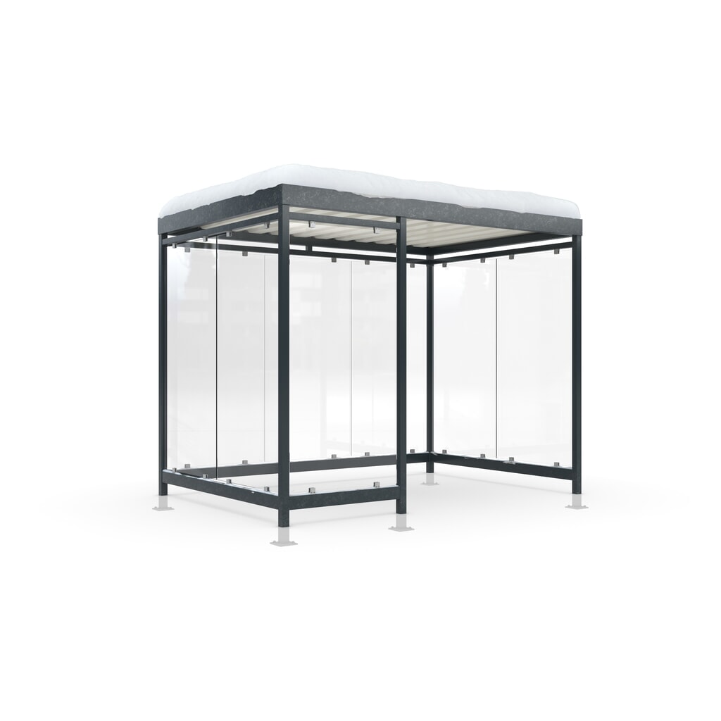 Product afbeelding: Rookoverkapping wsm® KÖLN ALPINE, volledig gemonteerd, sneeuwlast max. 4,15 kN/m², 8 elementen, met bestrating, antracietgrijs