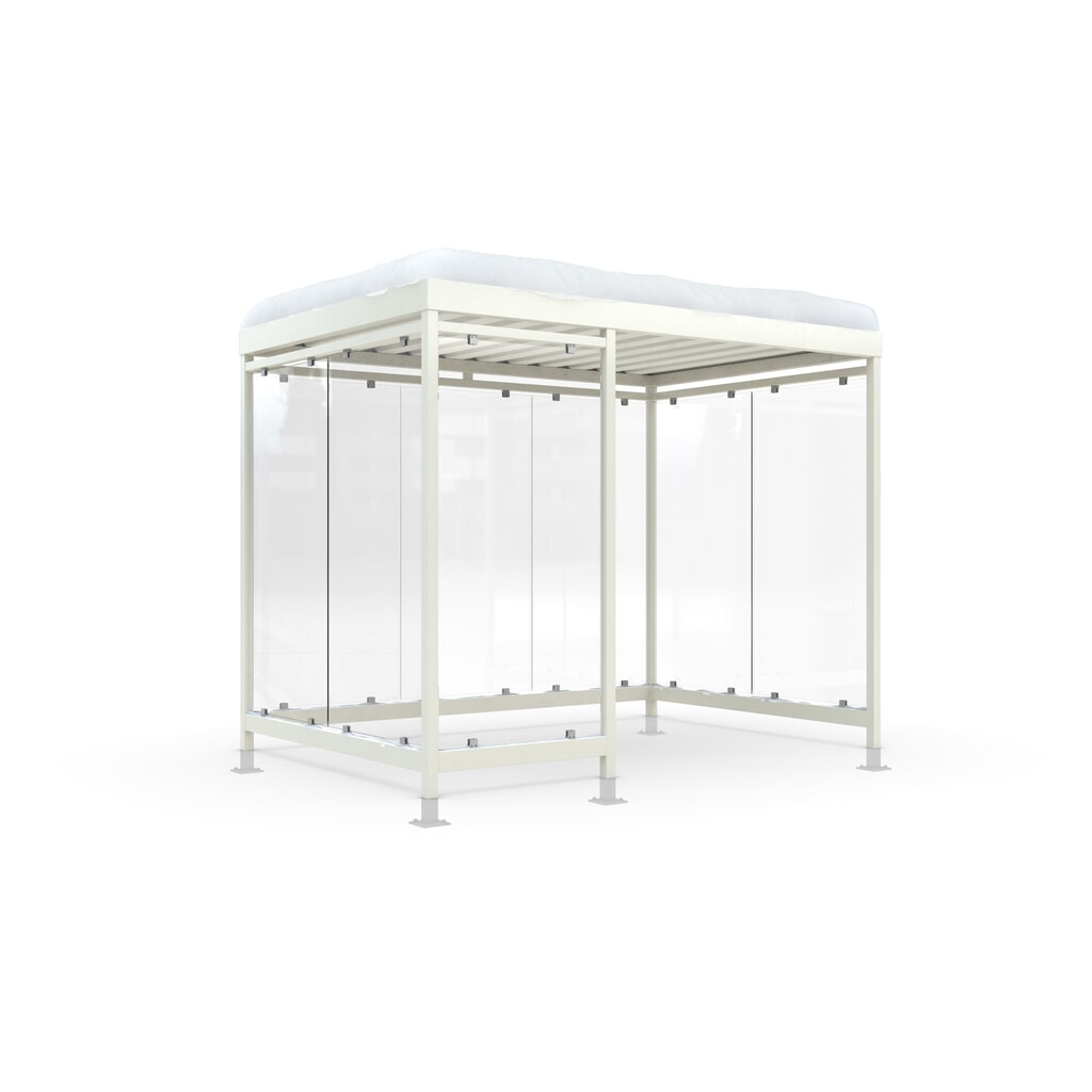 Product afbeelding: Rookoverkapping wsm® KÖLN ALPINE, volledig gemonteerd, sneeuwlast max. 4,15 kN/m², 8 elementen, met bestrating, grijswit